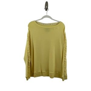 Peace Love World Yellow Pullover Scoop Neck Long Sleeve